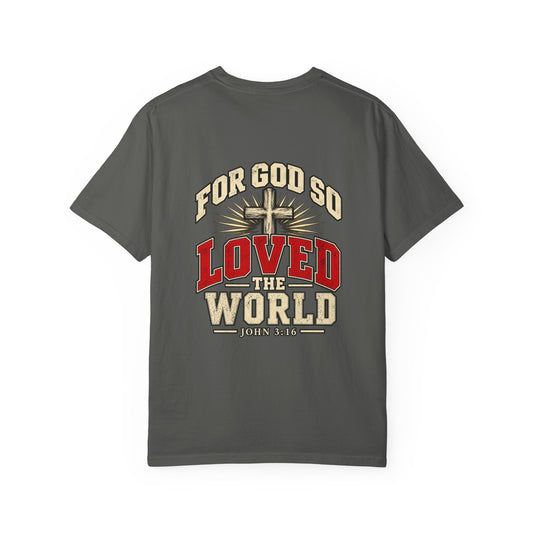 John 3:16 Christian T-Shirt - For God So Loved the World - Vintage Faith Graphic Tee - Saldersoncloutier