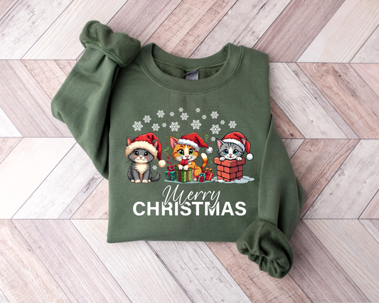 Festive Animal Christmas Sweatshirt, Merry Christmas Crewneck, Holiday Apparel, Unisex Sweatshirt, Pet Lovers Gift, Cozy Winter Wear