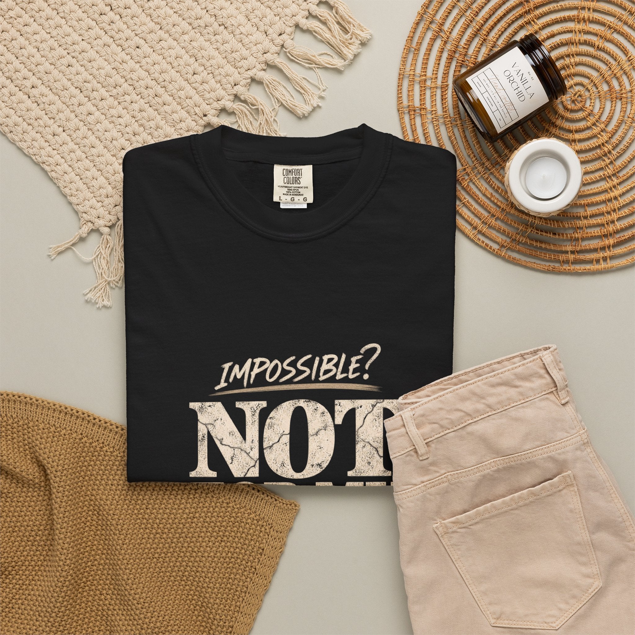 Impossible? Not For My God Christian T-Shirt | Matthew 19:26 Faith Shirt | Comfort Colors® 1717 - Saldersoncloutier