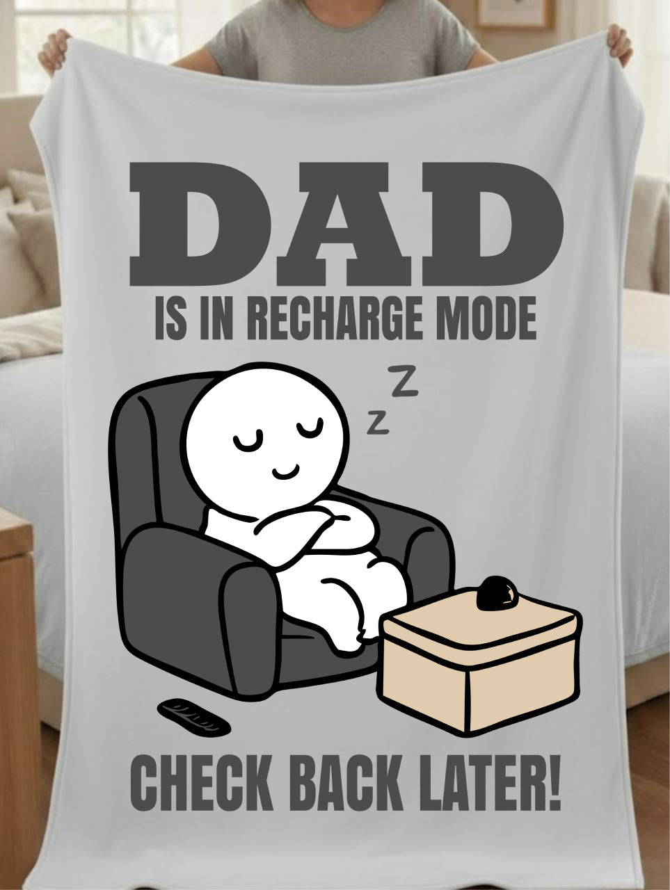 DAD Is In Recharge Mode Inspirational Velveteen Plush Blanket - Cozy Gift for Friends, Home Decor, Spiritual Comfort, Encouragement, Warmth - Saldersoncloutier