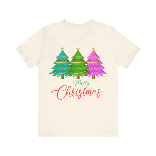 Merry Christmas Tree Tee, Holiday T-Shirt, Unisex Holiday Apparel, Cute Christmas Gift, Festive Graphic Tee - Saldersoncloutier