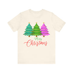 Merry Christmas Tree Tee, Holiday T-Shirt, Unisex Holiday Apparel, Cute Christmas Gift, Festive Graphic Tee - Saldersoncloutier