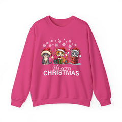 Festive Animal Christmas Sweatshirt, Merry Christmas Crewneck, Holiday Apparel, Unisex Sweatshirt, Pet Lovers Gift, Cozy Winter Wear
