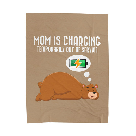 Funny Bear Mom Charging Velveteen Plush Blanket, Cozy Gift for Moms, Soft Decor, Relaxation, Mother's Day, Home Comfort