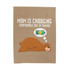 Funny Bear Mom Charging Velveteen Plush Blanket, Cozy Gift for Moms, Soft Decor, Relaxation, Mother's Day, Home Comfort