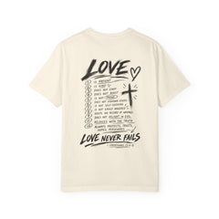 love Never Fails T‑Shirt — Christian Tshirt - Saldersoncloutier