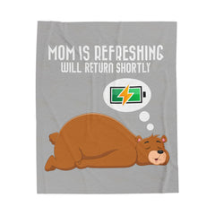 MOM Is Refreshing Inspirational Velveteen Plush Blanket - Cozy Gift for Friends, Home Decor, Spiritual Comfort, Encouragement, Warmth - Saldersoncloutier