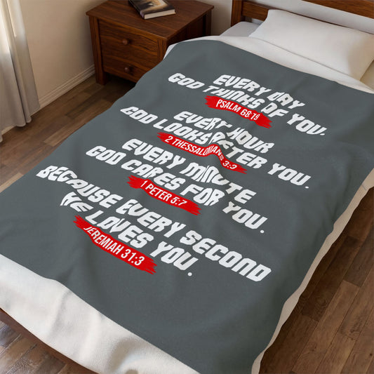 Inspirational Velveteen Plush Blanket | Cozy Gift for Friends, Motivational Decor, Faithful Comfort, Home Warmth, Bible Verses