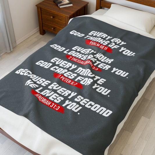 Inspirational Velveteen Plush Blanket | Cozy Gift for Friends, Motivational Decor, Faithful Comfort, Home Warmth, Bible Verses - Saldersoncloutier