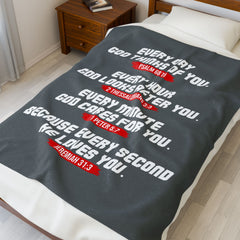 Inspirational Velveteen Plush Blanket | Cozy Gift for Friends, Motivational Decor, Faithful Comfort, Home Warmth, Bible Verses - Saldersoncloutier