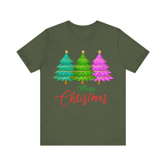 Merry Christmas Tree Tee, Holiday T-Shirt, Unisex Holiday Apparel, Cute Christmas Gift, Festive Graphic Tee - Saldersoncloutier