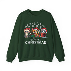 Festive Animal Christmas Sweatshirt, Merry Christmas Crewneck, Holiday Apparel, Unisex Sweatshirt, Pet Lovers Gift, Cozy Winter Wear