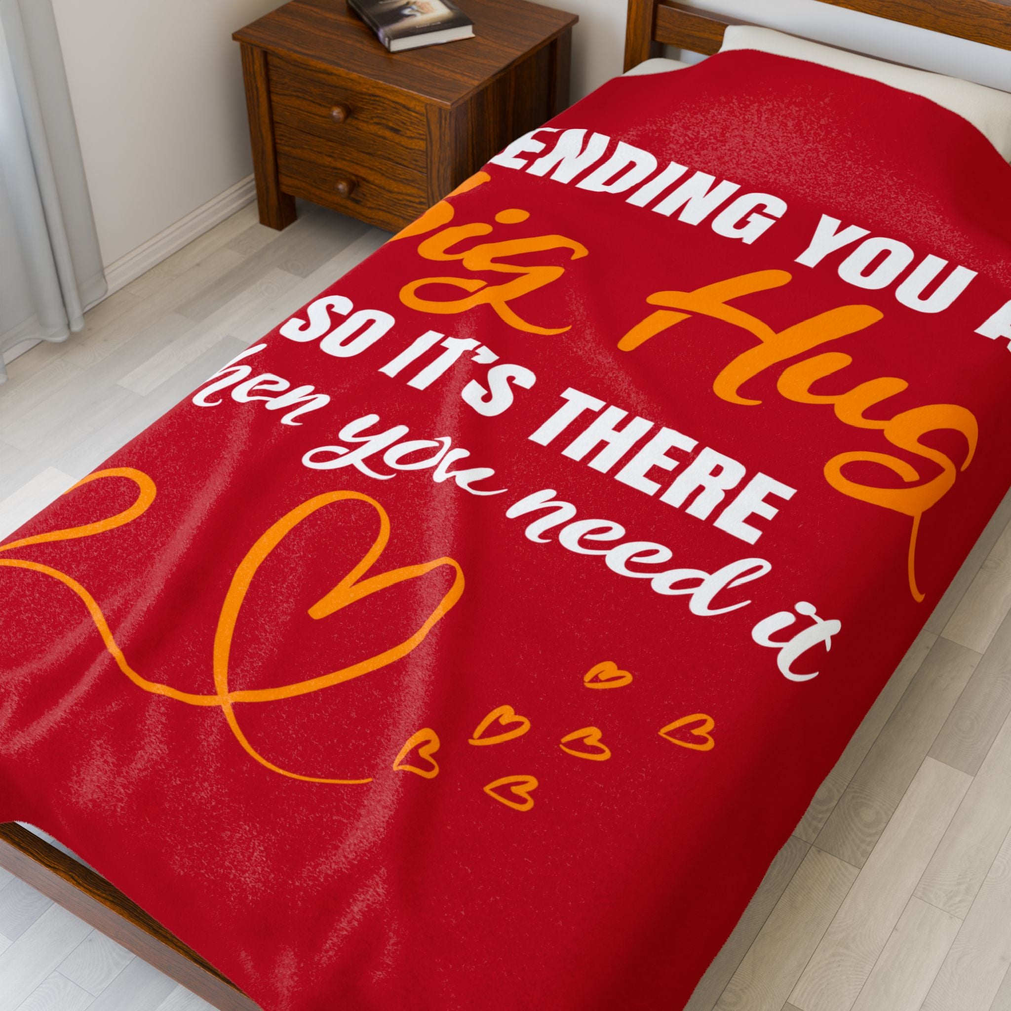 Cozy Red Plush Blanket with Hug Message, Perfect Gift for Comfort, Home Décor, Warm Throw for Winter, Self-Care Essentials, Thoughtful [...] - Saldersoncloutier