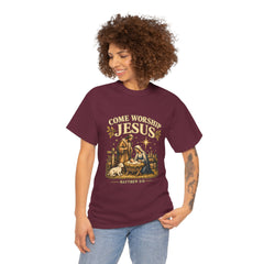 Come Worship Jesus Christian Nativity T-Shirt