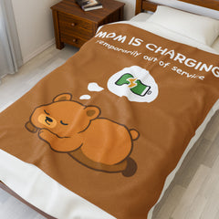 Cozy Mom's Charging Blanket, Funny Mama Bear Plush Throw, Gifts for Mom, Relaxation Decor, Nursery Blanket, Mother's Day Gift - Saldersoncloutier