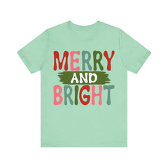 Christmas Unisex Tee - Merry And Bright Holiday T-shirt - Saldersoncloutier