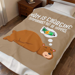Funny Bear Mom Charging Velveteen Plush Blanket, Cozy Gift for Moms, Soft Decor, Relaxation, Mother's Day, Home Comfort