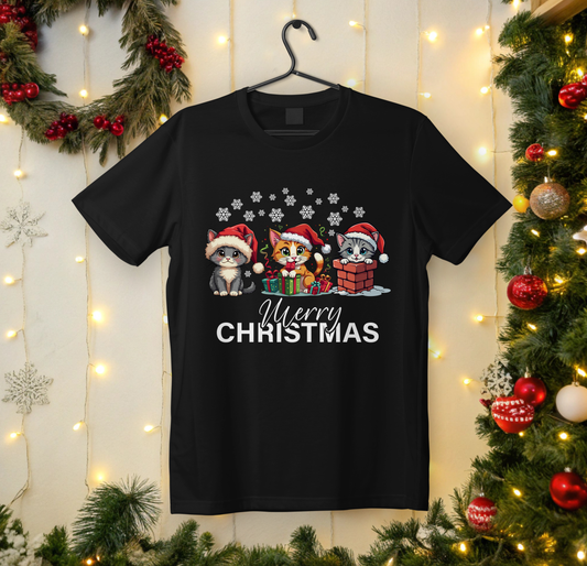 Christmas Cats Tee, Holiday T-shirt - Saldersoncloutier