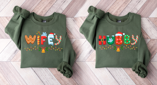 Festive Hubby Sweatshirt, Christmas Gift for Him, Personalized Holiday Apparel, Cozy Unisex Sweater, Fun Winter Clothing, Couples - Saldersoncloutier