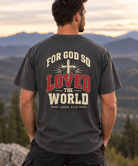 John 3:16 Christian T-Shirt -  For God So Loved the World - Vintage Faith Graphic Tee - Saldersoncloutier