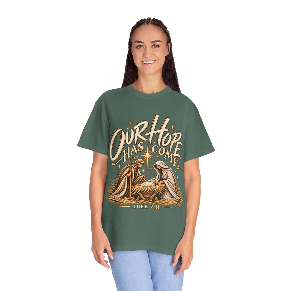 Our Hope Has Come Luke 2:11 Christian Christmas T-Shirt