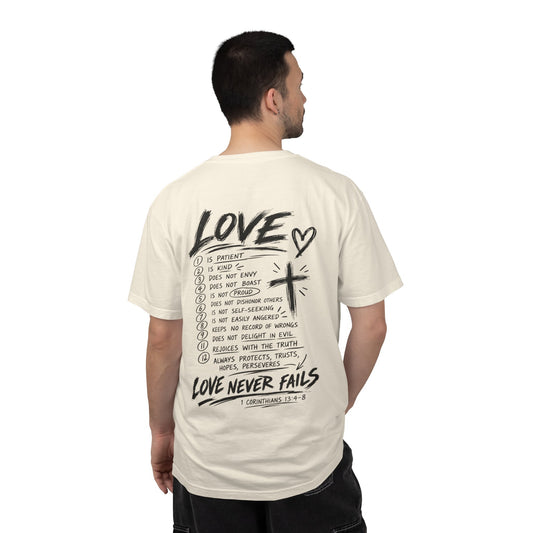 love Never Fails T‑Shirt — Christian Tshirt - Saldersoncloutier