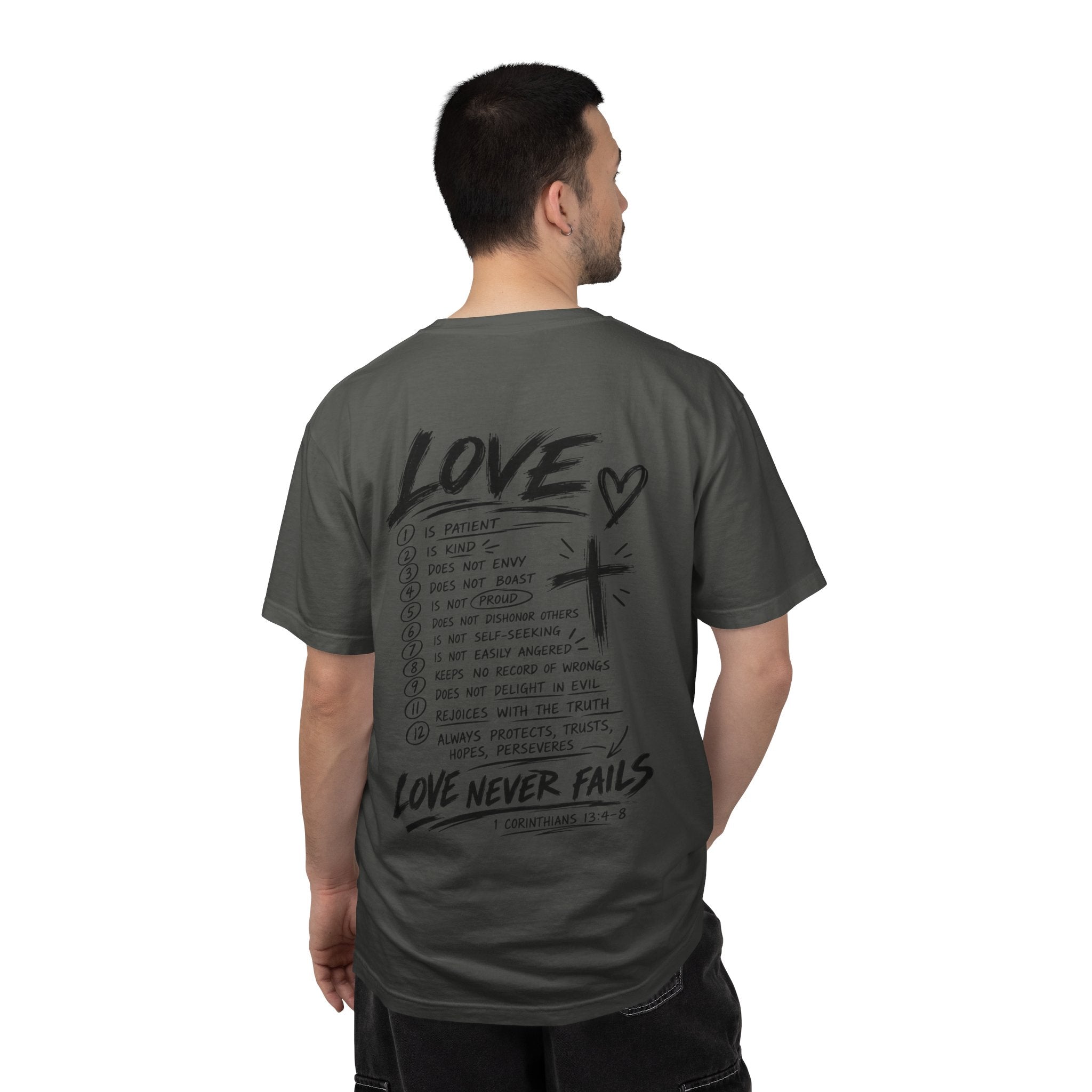 love Never Fails T‑Shirt — Christian Tshirt - Saldersoncloutier