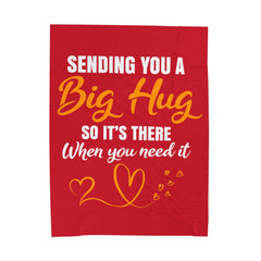 Cozy Red Plush Blanket with Hug Message, Perfect Gift for Comfort, Home Décor, Warm Throw for Winter, Self-Care Essentials, Thoughtful [...] - Saldersoncloutier