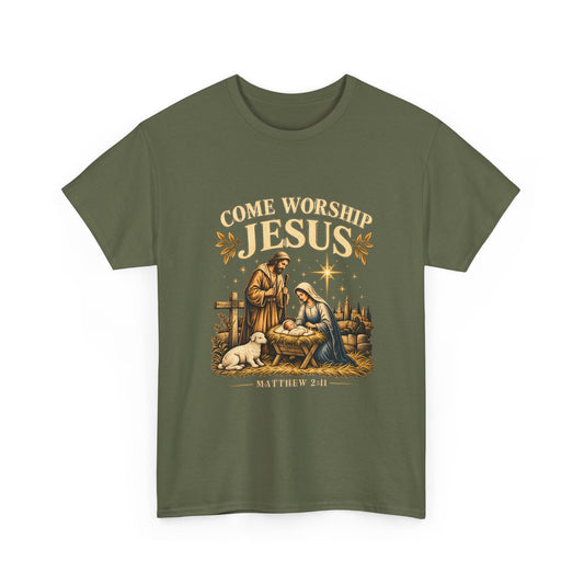 Come Worship Jesus Christian Nativity T-Shirt