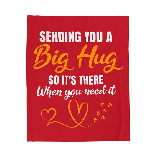 Cozy Red Plush Blanket with Hug Message, Perfect Gift for Comfort, Home Décor, Warm Throw for Winter, Self-Care Essentials, Thoughtful [...] - Saldersoncloutier