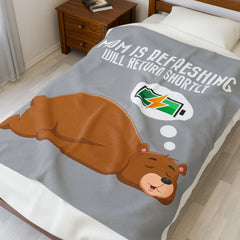 MOM Is Refreshing Inspirational Velveteen Plush Blanket - Cozy Gift for Friends, Home Decor, Spiritual Comfort, Encouragement, Warmth - Saldersoncloutier