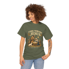Come Worship Jesus Christian Nativity T-Shirt