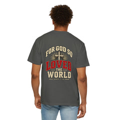 John 3:16 Christian T-Shirt -  For God So Loved the World - Vintage Faith Graphic Tee - Saldersoncloutier