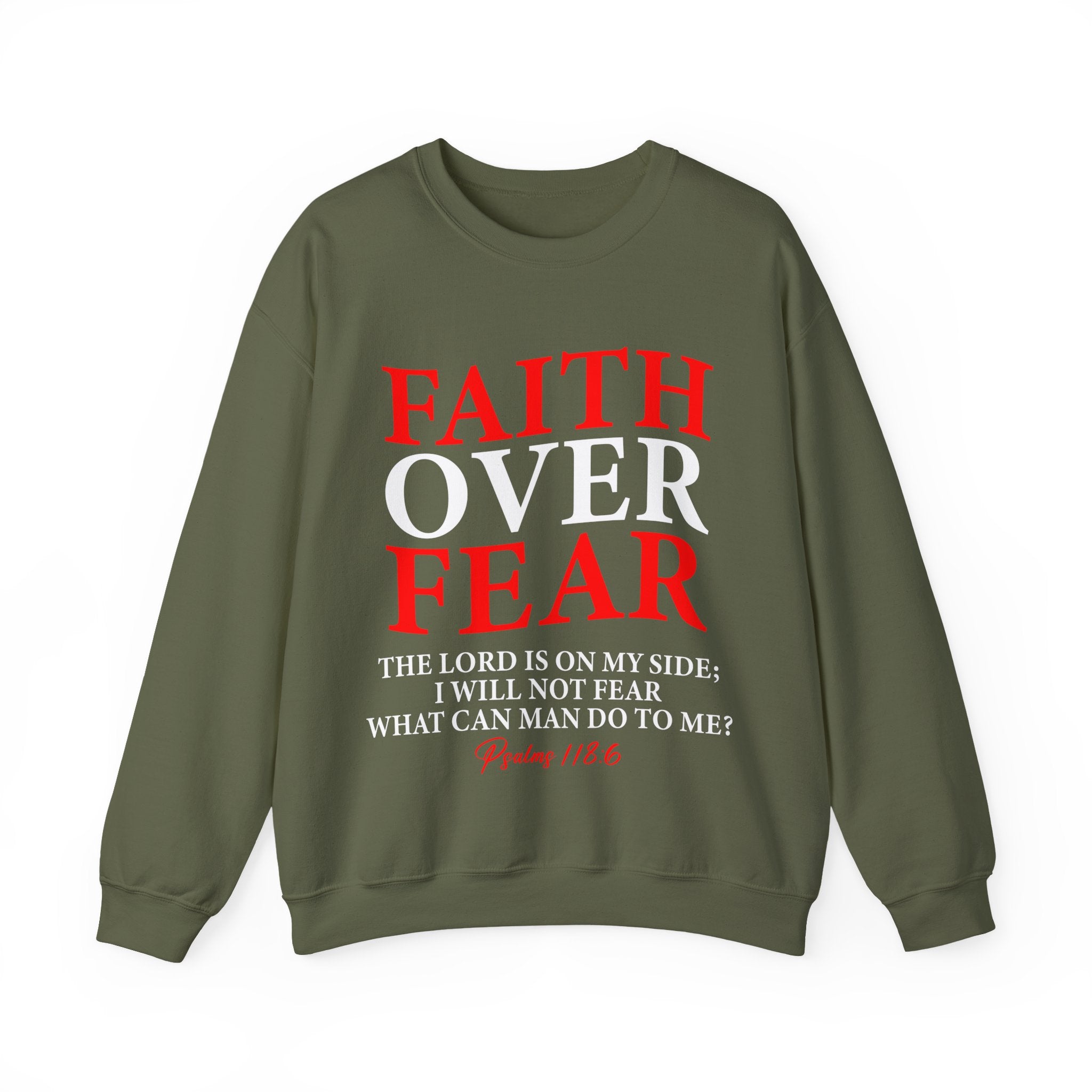Faith Over Fear Crewneck Sweatshirt - Inspirational Sweatshirt, Christian Gift, Cozy Layering, Motivational Apparel, Everyday Comfort - Saldersoncloutier