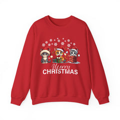Festive Animal Christmas Sweatshirt, Merry Christmas Crewneck, Holiday Apparel, Unisex Sweatshirt, Pet Lovers Gift, Cozy Winter Wear