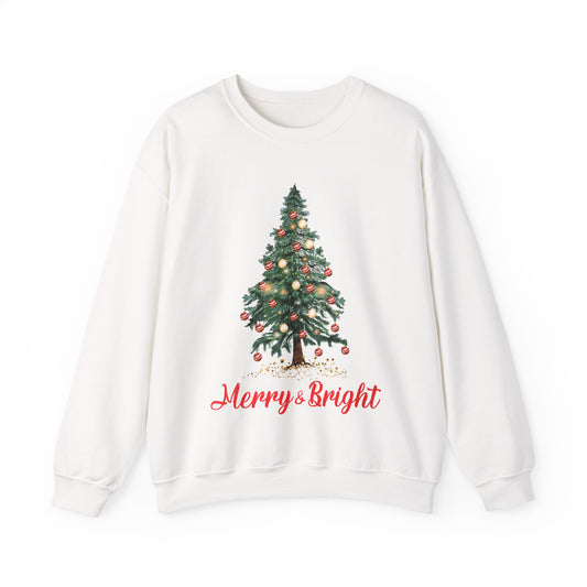 Merry & Bright Christmas Sweatshirt, Holiday Apparel, Festive Crewneck, Cozy Winter Gift, Unisex Christmas Sweater - Saldersoncloutier