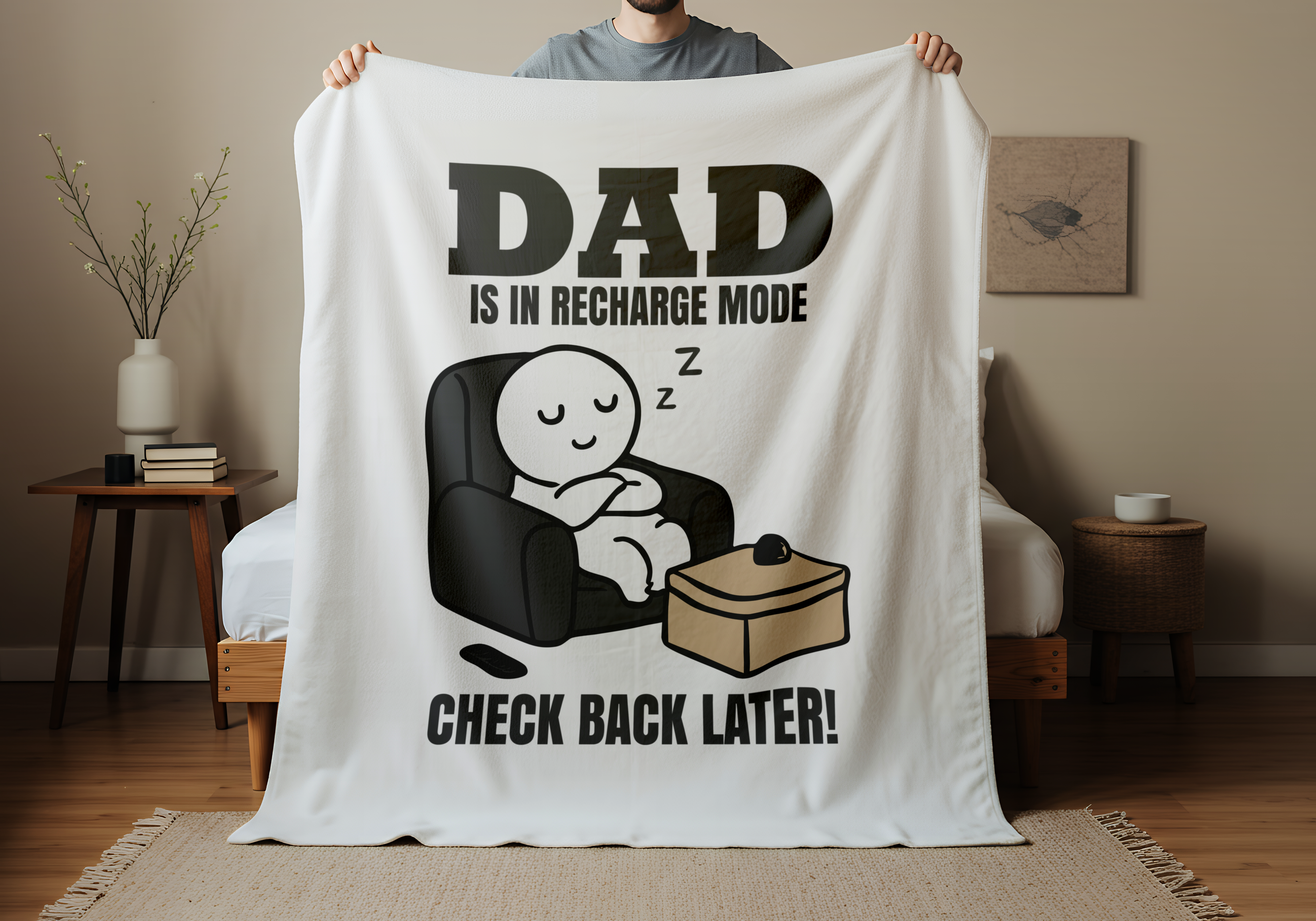 DAD Is In Recharge Mode Inspirational Velveteen Plush Blanket - Cozy Gift for Friends, Home Decor, Spiritual Comfort, Encouragement, Warmth - Saldersoncloutier