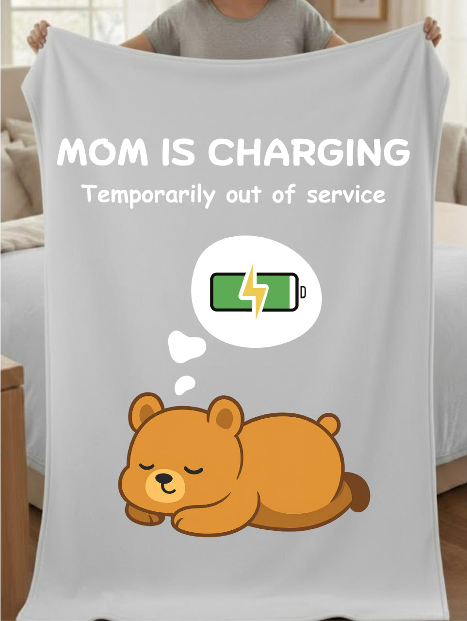 Cozy Mom's Charging Blanket, Funny Mama Bear Plush Throw, Gifts for Mom, Relaxation Decor, Nursery Blanket, Mother's Day Gift - Saldersoncloutier